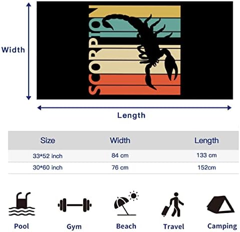 Xemznz Scorpion רטרו מיקרופייבר חול בחינם מגבת חוף-מהיר-מהיר יבש סופג סופג