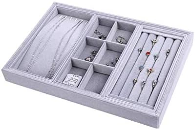 ניתן להשתמש בקופסת תכשיטים אפורה, קיבולת גדולה, עדינה ורכה, נוחה למגע, כדי לשים תכשיטים