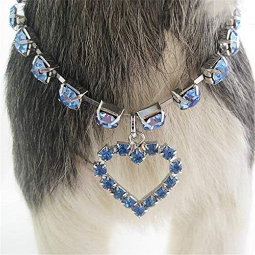 כלבים ממלכת חיות מחמד כלב חתול רינה אבני שרשרת אופנה גור גור תליון לב שרשרת חיות מחמד אביזרים, כחול,