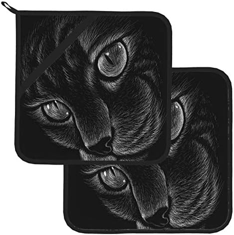 לוגו חתול קעקוע חולצת טש עיצוב רפידות חמות מטבח רפידות חמות עמידות בפני חום 2 מחצלת חום 8 × 8 אינץ