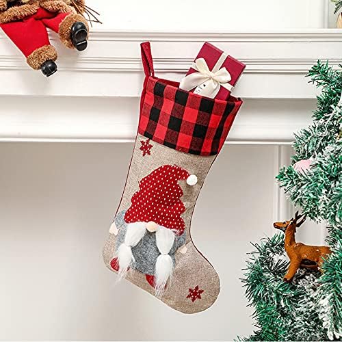 אבני חן קריסטליות ברורות גרבי חג המולד מחזיקי קישוטי משפחה משובצים אדומים קישוטי משפחה תלויים