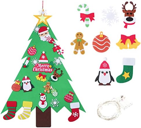 עיצוב חג המולד של Solustre 3D עץ חג המולד לבד עץ חג המולד DIY חמוד עם קישוטים נשלפים