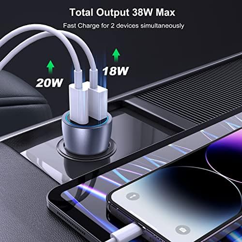 CSODINCE 3-PACK 20W יציאה כפולה PD PD Charger Block Cube & 38W PD USB C CARGER CAR