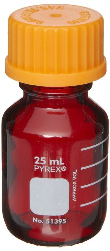 Corning Pyrex 51395-25 אקטין נמוך 25 מ 'L בקבוק אחסון מדיה עגול עם כובע בורג g L45