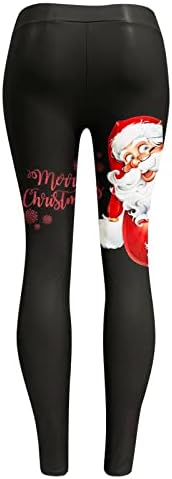חותלות לחג המולד של נשים מותניים גבוהות מותניים ברמת חותלות יוגה יוגה סנטה קלאוס מודפסות מכנסי טרנינג