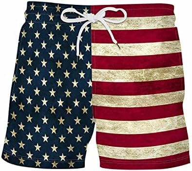מכנסי בגד ים יבש מהיר גברים דגל אמריקאי הדפסת אופנה ספורט גזעי שחייה בתוספת גזעי בוקסר פטריוטיים