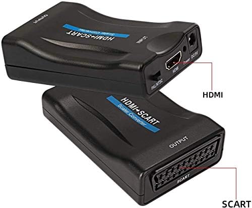 Ezonedeal HDMI לממיר SCART, 1080p HDMI למתאם SCART מתאם קלט HDMI מתאם פלט SCART לטלוויזיה DVD