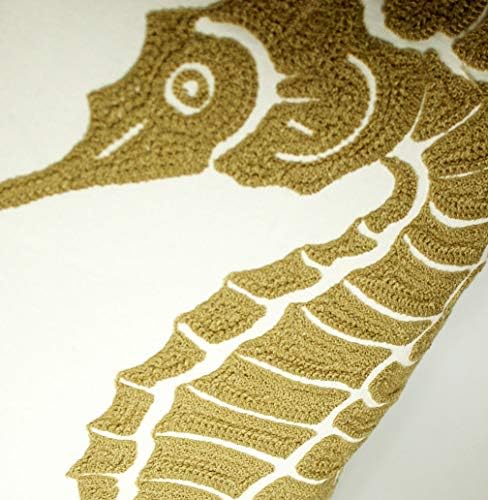 Decopow רקום כיסוי כרית תפאורה ימי, מרובע 18 אינץ 'כיסוי כרית בד דקורטיבי לסגנון ימי דקו מאת