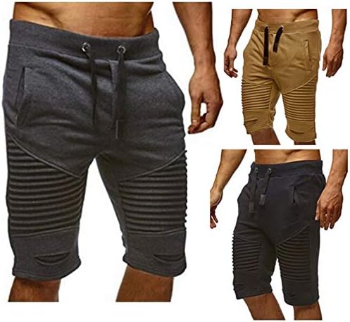 Andongnywell גברים אימון כושר מכנסיים קצרים הרמת משקולות מכנסיים מכנסיים אימוני פיתוח גוף מכנסיים קצרים עם כיס