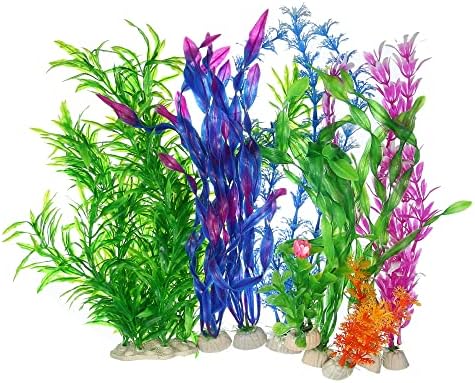 אקווריום צמחי סט, דגי טנק צמחים מזויף צבעוני מלאכותי דגי טנק דקור צמחים אקווריום קישוטי סט, קטן כדי גדול וגבוה