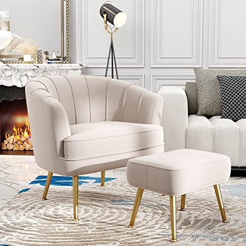 כיסא מבטא קטיפה עם עות 'מאני, מרופד מודרני ספה אחת כיסא צד, נוח חבית מועדון סלון כורסא עם זהב מתכת רגליים