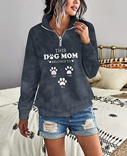 Takeyal Dog Mom Tie Tib-Dye סווטשירטים נשים כלב מצחיק פאו חולצות גרפיות סוודר סוודר שרוול ארוך חולצה עליונה