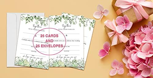 כרטיסי הזמנה לחתונה ירק - הזמינו קלטות קלטות למסיבות חתונה - 25 קלפים ו -25 מעטפות