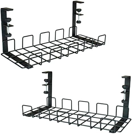 אין תרגיל תחת שולחן כבל ניהול מגש 2 חבילה, תחת שולחן כבל ארגונית, מתכת חוט כבל מחזיק עבור שולחנות