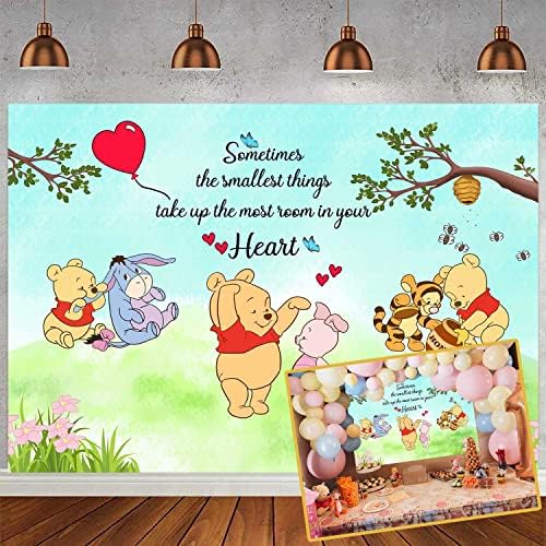 קריקטורה דוב קטן רקע עבור תינוק בני בנות מסיבת יום הולדת קלאסי דוב וחבריו צילום רקע עוגת שולחן קישוט רקע 5