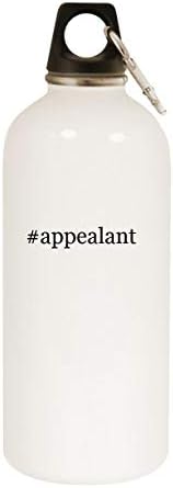 מוצרי Molandra Appealant - 20oz hashtag בקבוק מים לבנים נירוסטה עם קרבינר, לבן