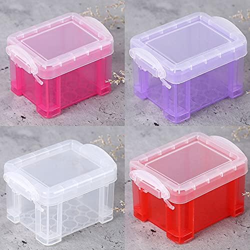 Lnndong-קופסת פלסטיק קטנה שקופה, סט 8 צבעים 8 חלקים, עם מנעול אבזם מכסה, תכשיטים קופסת אחסון צעצועים