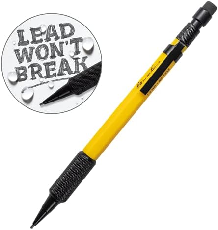 טכס בגשם עמיד עט שלט פלסטיק עמיד, דיו שחור, 2 מארז & מגבר; עיפרון מכאני עמיד, חבית צהובה, 1.3 מ מ עופרת שחורה