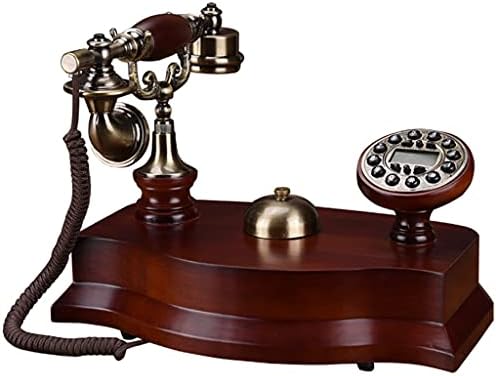 Geltdn טלפון עתיק אירופאי קווי טלפון עץ מוצק עם מזהה מתקשר, חיוג כפתורים, ידיים עם תאורה אחורית, רינגטון