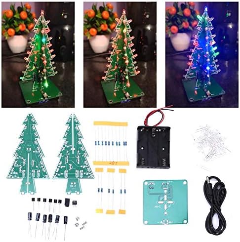 GAROSA DIY עץ חג המולד ערכה אלקטרונית 3D LED LED סטריאו צבעוני עץ חג המולד LED ערכת הלחמה אור DIY ערכת