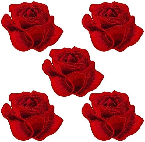 Qingxii Decorr אדום פרח פרח תפירה/ברזל על טלאים רקומים בגדים שמלת כובע מכנסי נעליים וילון תפירה לקישוט