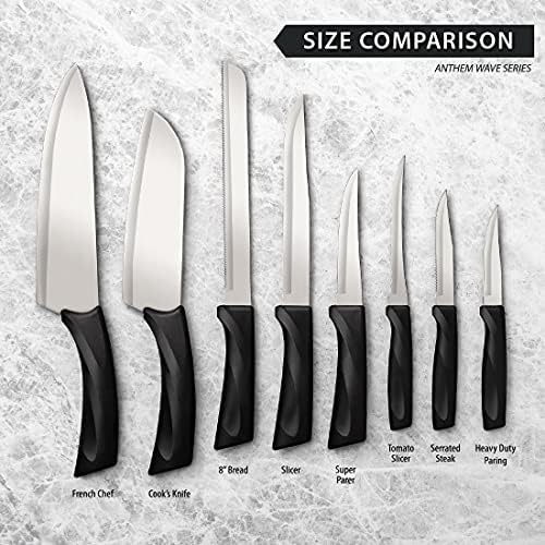 סדרת המנון הסכום של Rada סדרת סכין קוק סכין נירוסטה עם ידית שרף שחור ארגונומי, 12 אינץ '