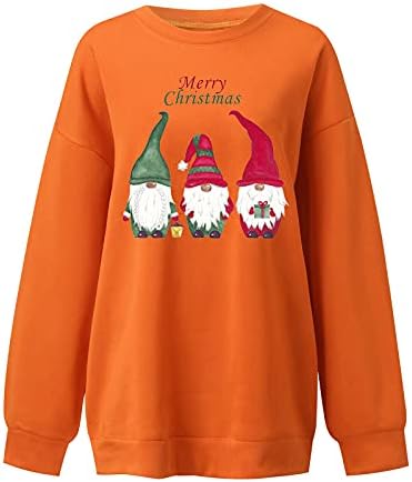LMSXCT פשוט תלוי עם חולצות הגמרים שלי לנשים לחג המולד גמדים חמודים צמרות גרפיות חג המולד סווטשירט