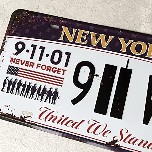פנגורו לעולם אל תשכח מגדלי תאומים 911 לוחית רישוי זיכרון, תגיות מספר מתכת מובלטות, מדינת ניו יורק, 12x6