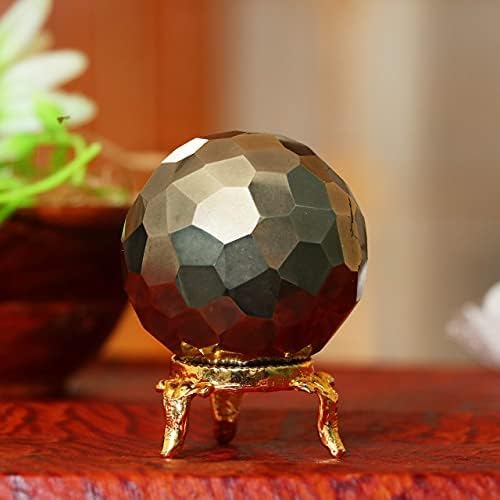 Crocon Pyrite Pyrite Diamond Cut & Crystal Stone כדור עם Stand Stand Gemste