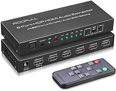 מתג PREMIUM PREMIUM 5 יציאה 4K HDMI מתג עם אודיו אופטי ו- 3.5 ממ AUX, 5 ב 1 OUT 4K@60Hz HDMI 2.0 Audio Extractor