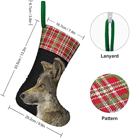 זאב ראש זאב גרבי חג חג מולד חג המולד הפיך צבע החלפת מלאי קסום עבור אח עץ חג המולד גרביים תלויים