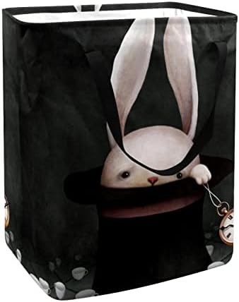 עצמאי כביסת ארנב בכובע עם שעון וספלי תה בגדי סל גדול סל עם ידיות לאחסון בגדי צעצועי בחדר שינה אמבטיה
