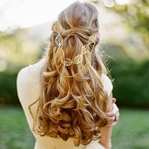 כלה זהב עלה סרט שרשרת חתונה שכבות מצח שיער שרשרת שיער אביזרי עבור נשים