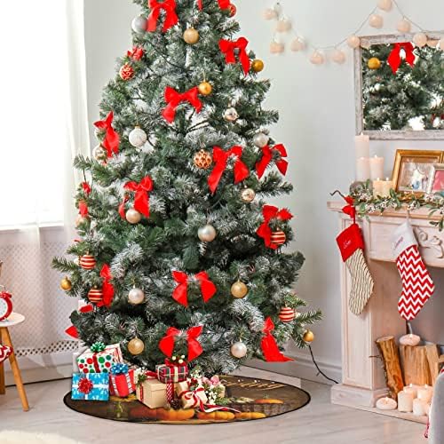 מחצלת עץ חג המולד Visesunny מחצלת חג ההודיה שמח וינאטאז 'דלעת עץ חמניות עמד