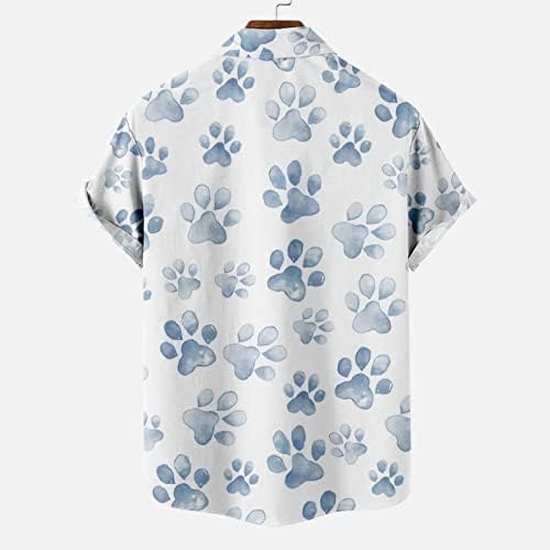 חולצות בהוואי לגברים שרוול קצר חוף צמרות חוף הדפסת אופנה כפתור דש למטה חולצת אלוהה כותנה עם כיס