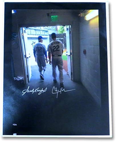 סנדי קופקס קלייטון קרשו חתימה 27x35 בד דודג'רס מנהרה /54 MLB - Art MLB עם חתימה