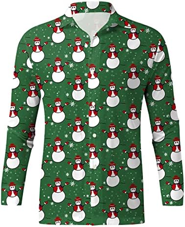 חולצות חג מולד לגברים של ווקאצ'י, כפתור למטה חג המולד של סנטה קלאוס טירו תלבושות מסיבת צווארון