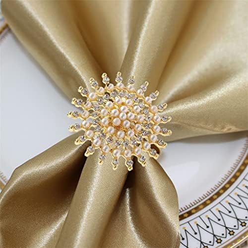 גנאפנן פרח פנינה ריינסטון מפית טבעת מתכת מפית מפית לקריסטל לשולחן ארוחת ערב לחג המולד לחתונה