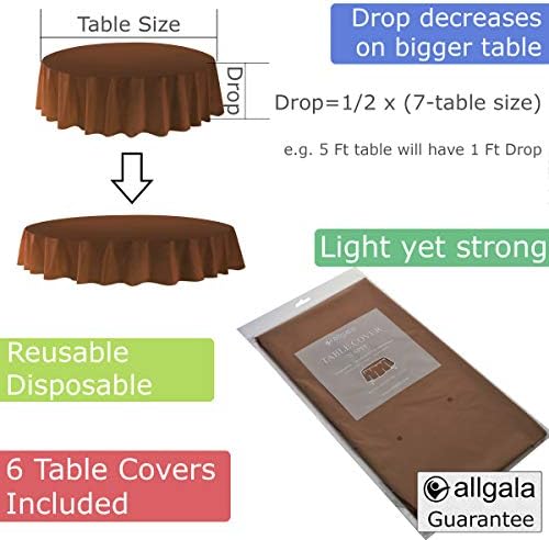 Allgala 6-Pack Premium Plasisum Cover כיסוי משקל בינוני שולחן שולחן חד פעמי-6PK ROUND 84 -BLACK-TC58602