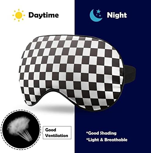 מירוץ לבן שחור דגל משובץ מסיכת עיניים רכה אפקטיבית מסכת שינה מסכת שינה נוחות כיסוי עיניים עם
