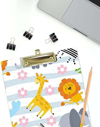 קליפ לוח פלסטיק לוח חמוד ג 'ירפה פיל האריה בעלי החיים ג' ונגל פסים מסמך נייר קליפ מחזיק מכתב כתיבת לוח