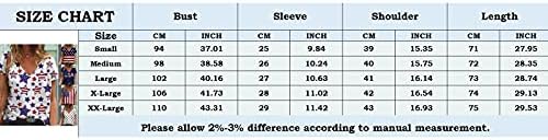 חולצות נשים ליד זמן, הדפסת דגל אמריקאי חולצת הדפסת יום עצמאות מקרית למעלה שרוול קצר