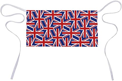 בריטי דגל דפוס מותניים סינר מלצר שף שרת חצי סינרים עם כיס ארוך רצועת לנשים גברים מסעדת בית מטבח