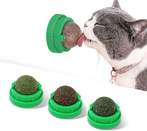 צעצועי קיר חתול קאירי 3 מארז צעצועי חתול לחתולים ללקק שיניים ניקוי שיניים חתול כדור צעצוע, חתול