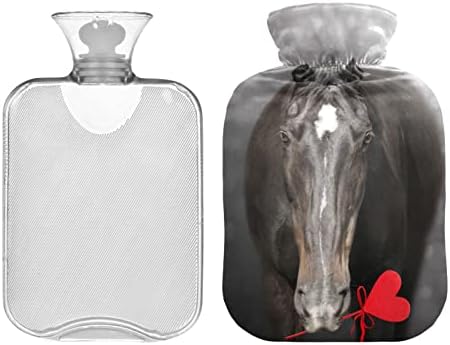 בקבוקי מים חמים עם כיסוי סוס לב חם מים תיק עבור כאב הקלה, כאבי ראש כאבי גב, חבילה חמה 2 ליטר