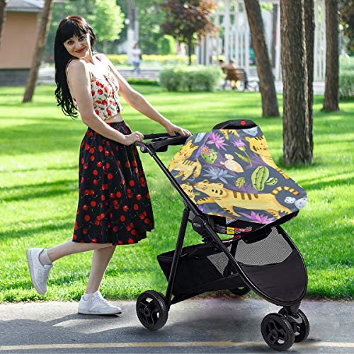 נמר צייר כיסויי מושב מכונית לתינוק חמוד - כיסוי סיעוד מניקה כיסוי מושב לרכב תינוקות, חופה של מושב רב -שימושי,