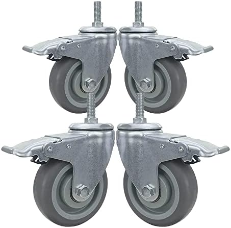 מורים גלגלים 75 ממ גלגלי גלגלי גומי גלגלית מסתובבת עם בלם גלגל חובה כבד M12 גזע הברגה גלגלים תעשייתיים ללא
