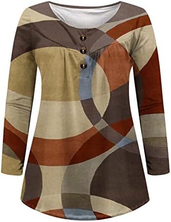 צמרות נשים גיאומטריה מזדמנת חולצות הדפסה של חולצות שרוול ארוך