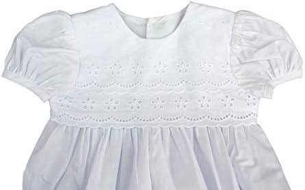 שמלת טבילת טבילה כותנה לבנה עם גבול תחרה עם מצנפת