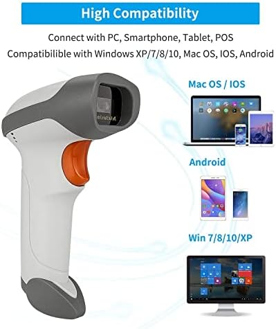 כף יד USB 1D סורק ברקוד עם Stand & Bluetooth Barcode Scanner, 3 ב 1 אוטומטית סורק ברקוד אלחוטי סורק
